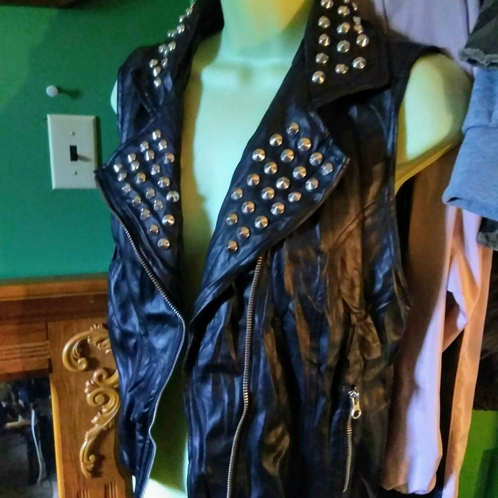 Faux leather vest